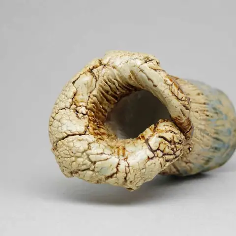 Detail of a crackled ivory vessel opening