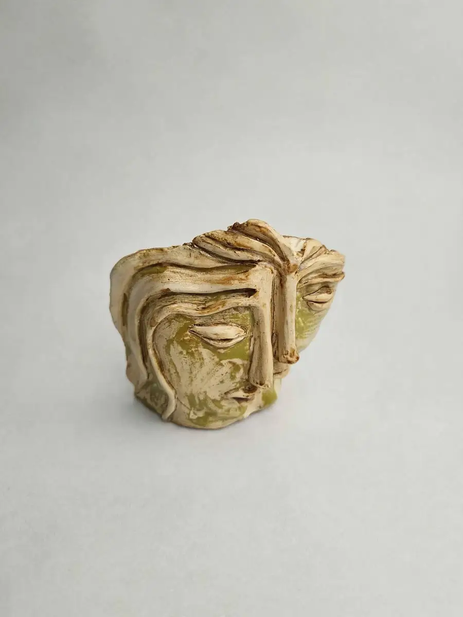 Turned Face Study, ceramic face bust turned in profile