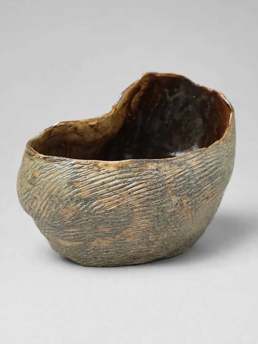 Dark-Pooled Pinch Bowl, asymmetric bowl with dark interior