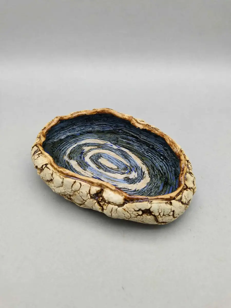 Indigo Spiral Bowl, blue spiral glazed bowl