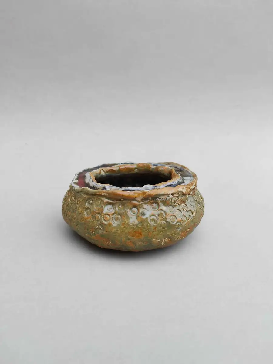 Dimpled Olive Pot, textured round pot